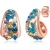 image:imageFashion Multicolor Austrian Crystals 14K Gold Plated Chunky Stud Earrings for Women S925 Sterling Silver Post Hypoallergenic Jewelry GiftsBlue Green CrystalsRose Goldtone