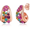 image:imageFashion Multicolor Austrian Crystals 14K Gold Plated Chunky Stud Earrings for Women S925 Sterling Silver Post Hypoallergenic Jewelry GiftsRose Main CrystalRose Goldtone