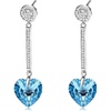 image:imageHeart Austrian Crystal Drop Long Dangling Earrings for Women 925 Sterling Silver Post Hypoallergenic JewelryAquamarine
