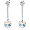 image:imageHeart Austrian Crystal Drop Long Dangling Earrings for Women 925 Sterling Silver Post Hypoallergenic JewelryAurora Borealis