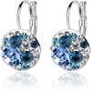 image:imageMulticolored Austrian Crystal Leverback Earrings for Women 14K Gold Plated Dangle Hoop Earrings Hypoallergenic JewelryBlue Main CrystalSilvertone