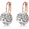 image:imageMulticolored Austrian Crystal Leverback Earrings for Women 14K Gold Plated Dangle Hoop Earrings Hypoallergenic JewelryClear White Rose Goldtone