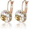 image:imageMulticolored Austrian Crystal Leverback Earrings for Women 14K Gold Plated Dangle Hoop Earrings Hypoallergenic JewelryYellow Main CrystalRose Goldtone