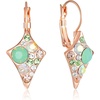 image:imageMulticolored Austrian Crystal Rhombus Drop Earrings for Women 14K Gold Plated Leverback Huggie Earrings Hypoallergenic Jewelry GiftGreen OpalAurora Borealis Crystal