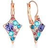 image:imageMulticolored Austrian Crystal Rhombus Drop Earrings for Women 14K Gold Plated Leverback Huggie Earrings Hypoallergenic Jewelry GiftPurple Main CrystalRose Goldtone