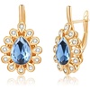 image:imageStunning Austrian Crystal Halo Teardrop Leverback Drop Earrings for Women 14K Gold Plated Hypoallergenic JewelryDark Blue