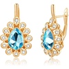 image:imageStunning Austrian Crystal Halo Teardrop Leverback Drop Earrings for Women 14K Gold Plated Hypoallergenic JewelryLight Blue