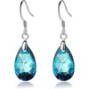 image:imageTeardrop Austrian Crystal Drop Dangle Earrings for Women 925 Sterling Silver Hook Hypoallergenic JewelryBermuda Blue