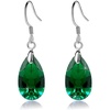 image:imageTeardrop Austrian Crystal Drop Dangle Earrings for Women 925 Sterling Silver Hook Hypoallergenic JewelryEmerald