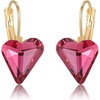 image:imageTrendy Austrian Crystal Heart Drop Leverback Earrings for Women 14K Rose Gold Plated Hypoallergenic Jewelry GiftsRose Pink