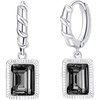 image:imageTrendy Austrian Crystal Rectangle Drop Leverback Earrings for Women 14k White Gold Plated Huggie Earring Hypoallergenic Jewelry GiftBlackSilvertone