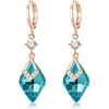 image:imageTrendy Austrian Crystal Rhombus Drop Huggie Dangle Earrings for Women 14k Rose Gold Plated Hypoallergenic Jewelry GiftsAquamarine