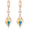 image:imageTrendy Austrian Crystal Rhombus Drop Huggie Dangle Earrings for Women 14k Rose Gold Plated Hypoallergenic Jewelry GiftsAurora Borealis