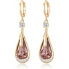image:imageTrendy Austrian Crystal Teardrop Drop Huggie Dangle Earrings for Women 14k Rose Gold Plated Hypoallergenic Jewelry GiftsAntique Pink