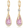 image:imageTrendy Austrian Crystal Teardrop Drop Huggie Dangle Earrings for Women 14k Rose Gold Plated Hypoallergenic Jewelry GiftsPink