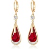 image:imageTrendy Austrian Crystal Teardrop Drop Huggie Dangle Earrings for Women 14k Rose Gold Plated Hypoallergenic Jewelry GiftsRed