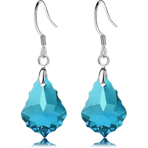 image:imageAustrian Crystal Baroque Drop Dangle Earrings for Women 925 Sterling Silver Hook Hypoallergenic JewelryAquamarine