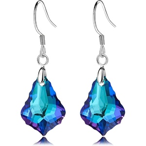 image:imageAustrian Crystal Baroque Drop Dangle Earrings for Women 925 Sterling Silver Hook Hypoallergenic JewelryBermuda Blue