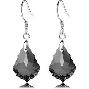 image:imageAustrian Crystal Baroque Drop Dangle Earrings for Women 925 Sterling Silver Hook Hypoallergenic JewelryBlack
