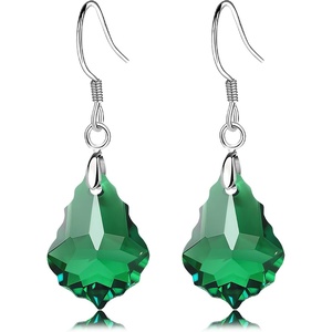 image:imageAustrian Crystal Baroque Drop Dangle Earrings for Women 925 Sterling Silver Hook Hypoallergenic JewelryEmerald