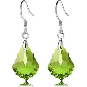 image:imageAustrian Crystal Baroque Drop Dangle Earrings for Women 925 Sterling Silver Hook Hypoallergenic JewelryGreen