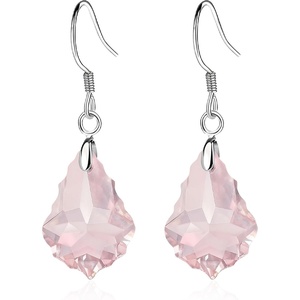 image:imageAustrian Crystal Baroque Drop Dangle Earrings for Women 925 Sterling Silver Hook Hypoallergenic JewelryPink