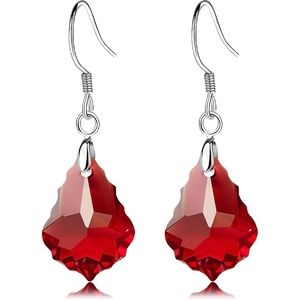 image:imageAustrian Crystal Baroque Drop Dangle Earrings for Women 925 Sterling Silver Hook Hypoallergenic JewelryRed