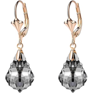image:imageAustrian Crystal Baroque Drop Leverback Earrings for Women Fashion 14K Gold Plated Hypoallergenic JewelryBlack