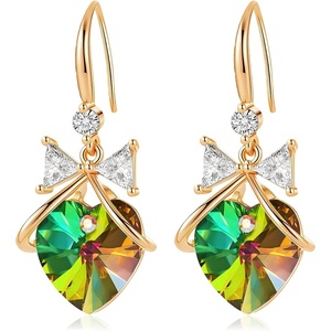 image:imageAustrian Crystal Bowknot Heart Drop Dangle Earrings for Women Fashion 14K Gold Plated Hypoallergenic JewelryVitrail Medium