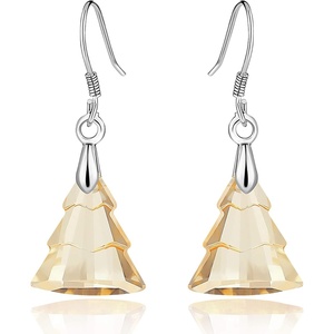 image:imageAustrian Crystal Christmas Tree Drop Dangle Earrings for Women 925 Sterling Silver Hook Hypoallergenic Jewelry Xmas GiftLight Topaz
