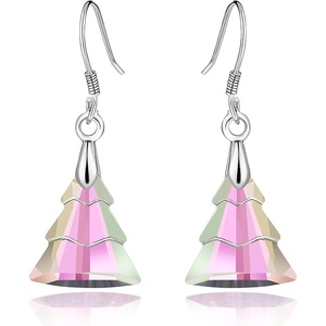 image:imageAustrian Crystal Christmas Tree Drop Dangle Earrings for Women 925 Sterling Silver Hook Hypoallergenic Jewelry Xmas GiftRainbow