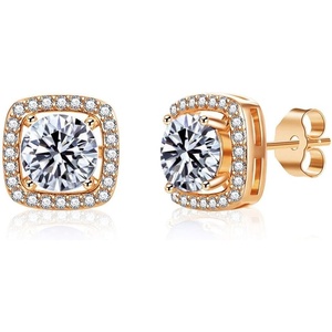 image:imageAustrian Crystal Cushion Cut Halo Stud Earrings for Women Fashion 925 Sterling Silver Hypoallergenic JewelryClear White