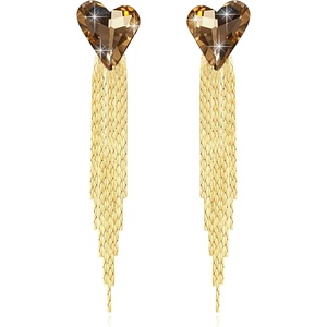 image:imageAustrian Crystal Heart Dangle Earrings Gold Tassel Earrings for Women 14K Gold Plated Hypoallergenic Trendy Jewelry GiftLight Topaz