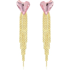 image:imageAustrian Crystal Heart Dangle Earrings Gold Tassel Earrings for Women 14K Gold Plated Hypoallergenic Trendy Jewelry GiftPink