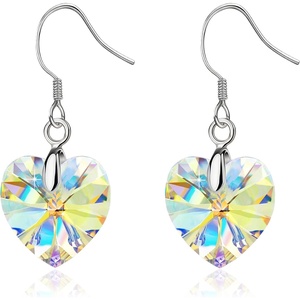 image:imageAustrian Crystal Heart Drop Dangle Earrings for Women 925 Sterling Silver Hook Hypoallergenic EarringAurora Borealis