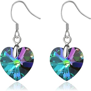 image:imageAustrian Crystal Heart Drop Dangle Earrings for Women 925 Sterling Silver Hook Hypoallergenic EarringRainbow