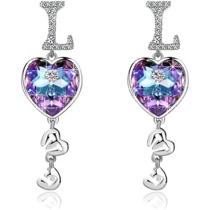 image:imageAustrian Crystal Heart Drop Dangle Earrings for Women Fashion 14K Gold Plated Hypoallergenic JewelryVitrail Light