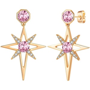 image:imageAustrian Crystal Star Drop Stud Earrings for Women Fashion 14K Gold Plated Hypoallergenic Jewelry GiftsPink