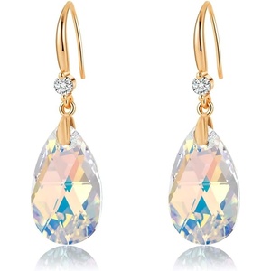 image:imageAustrian Crystal Teardrop Dangle Drop Earrings for Women 14K Gold Plated Hook Earring Hypoallergenic Jewelry Gifts for Women GirlsAurora Borealis