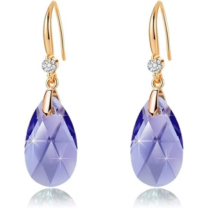 image:imageAustrian Crystal Teardrop Dangle Drop Earrings for Women 14K Gold Plated Hook Earring Hypoallergenic Jewelry Gifts for Women GirlsTanzanite