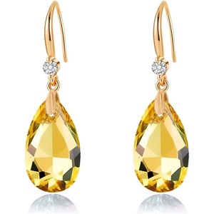 image:imageAustrian Crystal Teardrop Dangle Drop Earrings for Women 14K Gold Plated Hook Earring Hypoallergenic Jewelry Gifts for Women GirlsYellow
