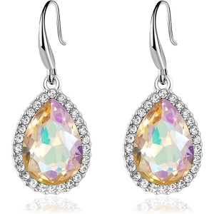 image:imageAustrian Crystal Teardrop Dangle Drop Earrings for Women Dangling 14K Gold Plated Hypoallergenic JewelryDazzle Golden