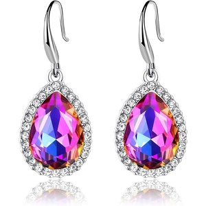 image:imageAustrian Crystal Teardrop Dangle Drop Earrings for Women Dangling 14K Gold Plated Hypoallergenic JewelryHeliotrope