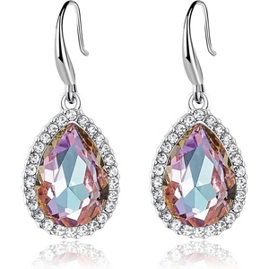 image:imageAustrian Crystal Teardrop Dangle Drop Earrings for Women Dangling 14K Gold Plated Hypoallergenic JewelryVitrail Light