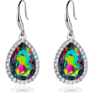 image:imageAustrian Crystal Teardrop Dangle Drop Earrings for Women Dangling 14K Gold Plated Hypoallergenic JewelryVitrail Medium