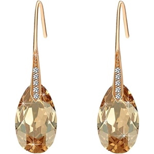 image:imageAustrian Crystal Teardrop Dangle Earrings for Women Drop Hook Earring 14K Rose Gold Plated Hypoallergenic JewelryLight Topaz