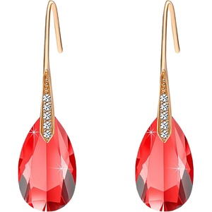 image:imageAustrian Crystal Teardrop Dangle Earrings for Women Drop Hook Earring 14K Rose Gold Plated Hypoallergenic JewelryRed