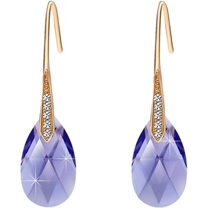 image:imageAustrian Crystal Teardrop Dangle Earrings for Women Drop Hook Earring 14K Rose Gold Plated Hypoallergenic JewelryTanzanite