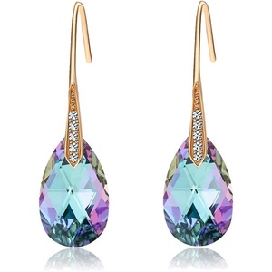 image:imageAustrian Crystal Teardrop Dangle Earrings for Women Drop Hook Earring 14K Rose Gold Plated Hypoallergenic JewelryVitrail Light