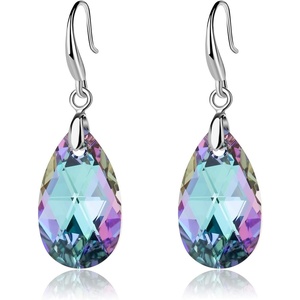 image:imageAustrian Crystal Teardrop Dangle Hook Earrings for Women 14K Gold Plated Hypoallergenic JewelryVitrail Light